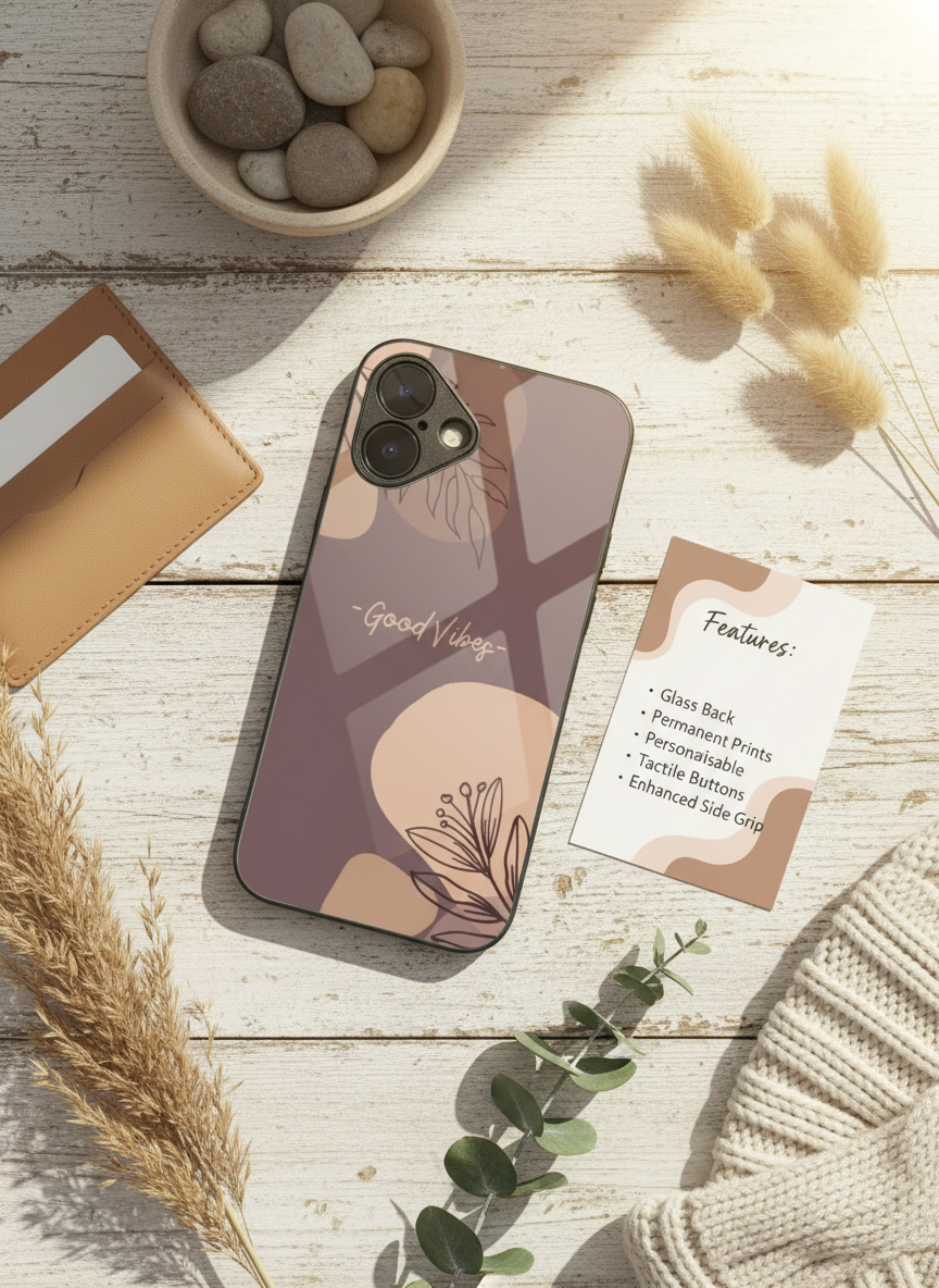 Calm Aura Premium Glass Back Cover For iPhone 11-17 Models