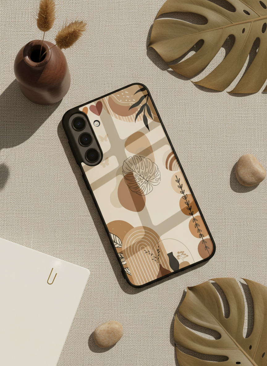 Organic Aura Premium Glass Back Cover For Galaxy S, A, M & F Series