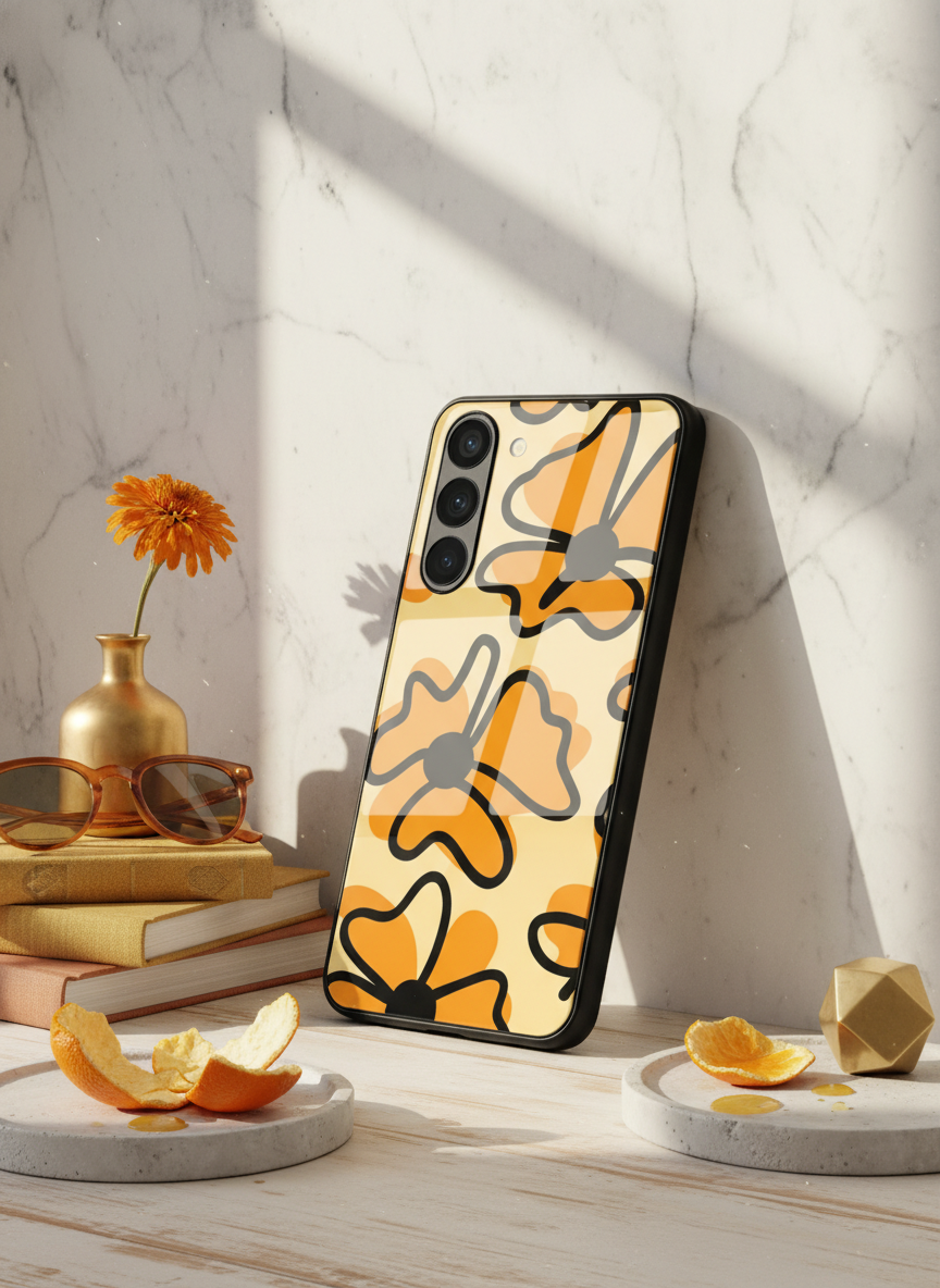 Crayon Petals Premium Glass Back Cover For Galaxy S, A, M & F Series