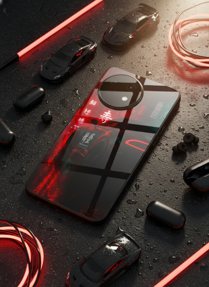 Aesthetic Car Focus Premium Glass Back Cover For One Plus 13, 12, 11, 10, Nord Serie