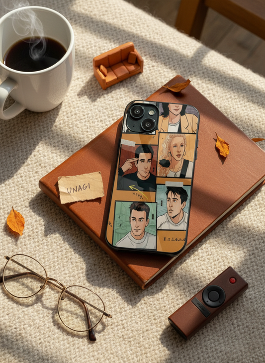 FRIENDS Pop Art Squad Premium Glass Back Cover For iPhone 11-17 Models