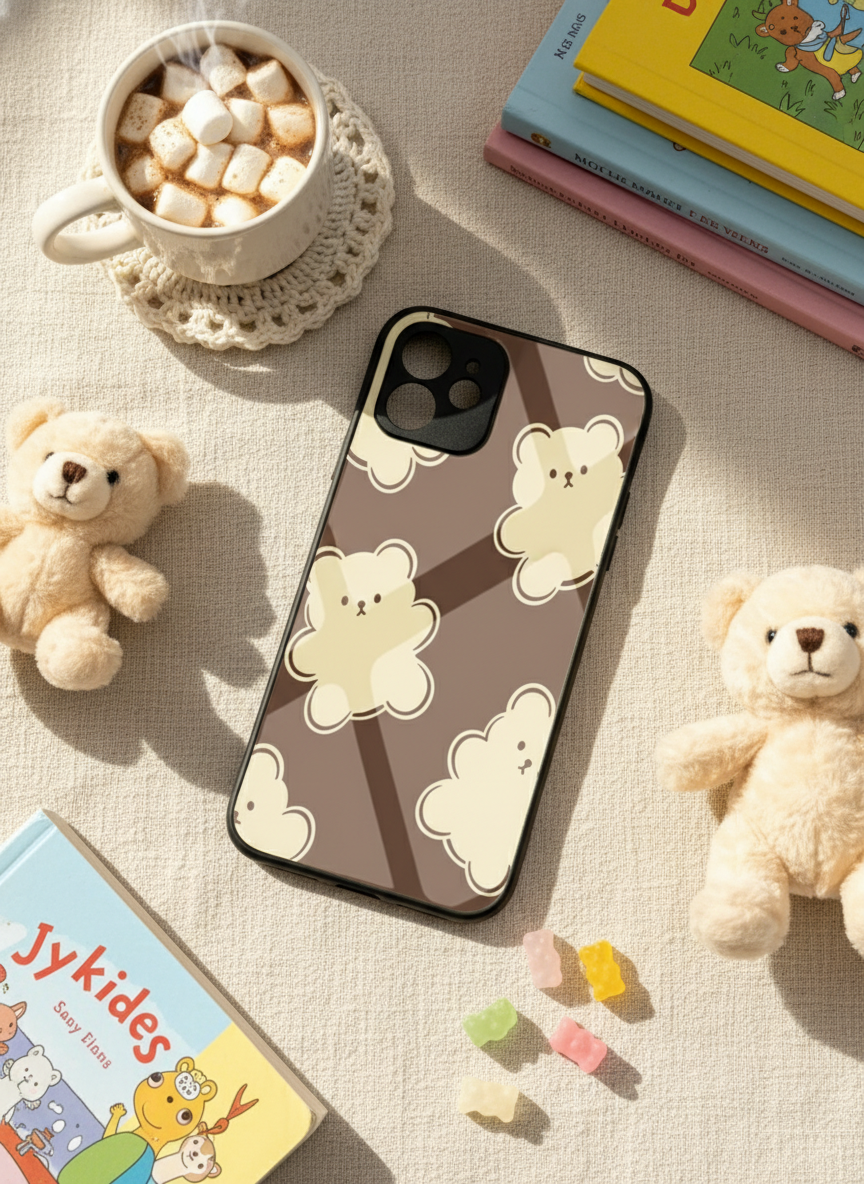 Teddy Overload Premium Glass Back Cover For iPhone 11-17 Models