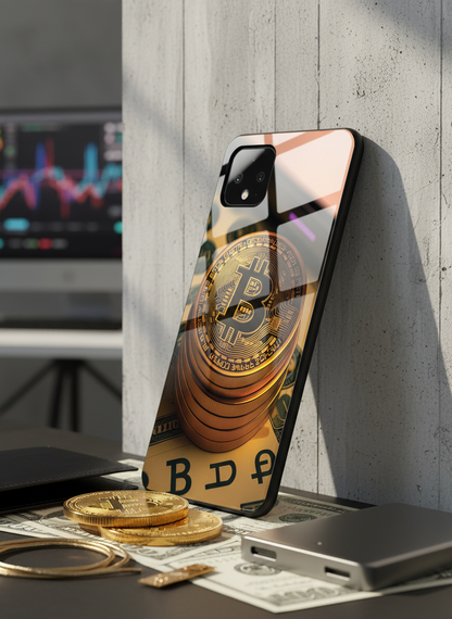 Bitcoin Blaze Premium Glass Back Cover For Google Pixel 7,8,9,10 Series