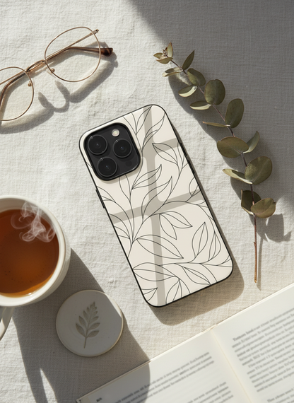 The Petal Sketch Premium Glass Back Cover For iPhone 11-17 Models