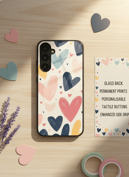 Painted Love Premium Glass Back Cover For Galaxy S, A, M & F Series