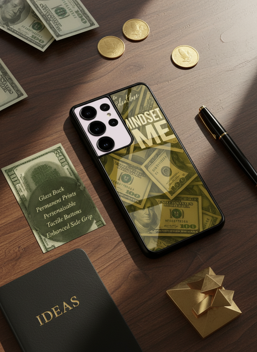Money Mindset Premium Glass Back Cover For Galaxy S, A, M & F Series