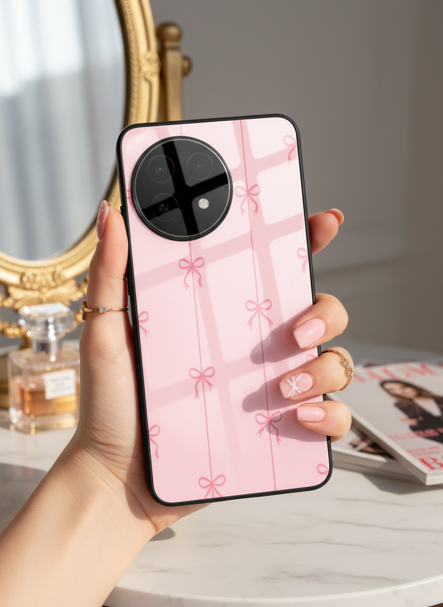 Bows Stripes Premium Glass Back Cover For One Plus 13, 12, 11, 10, Nord Series
