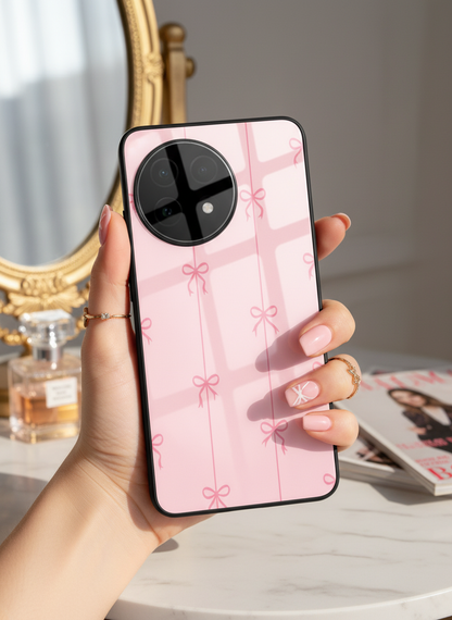 Bows Stripes Premium Glass Back Cover For One Plus 13, 12, 11, 10, Nord Series