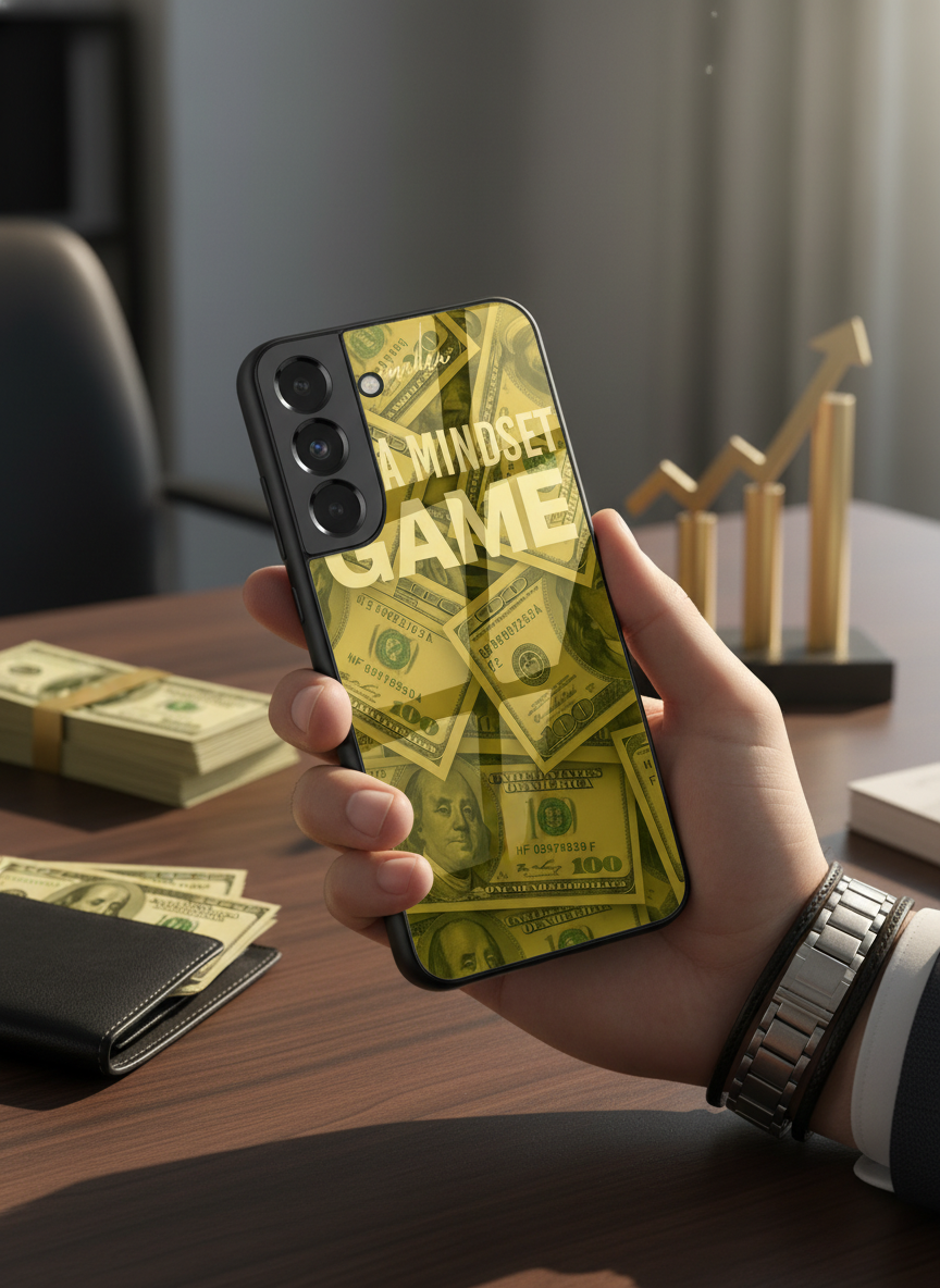 Money Mindset Premium Glass Back Cover For Galaxy S, A, M & F Series