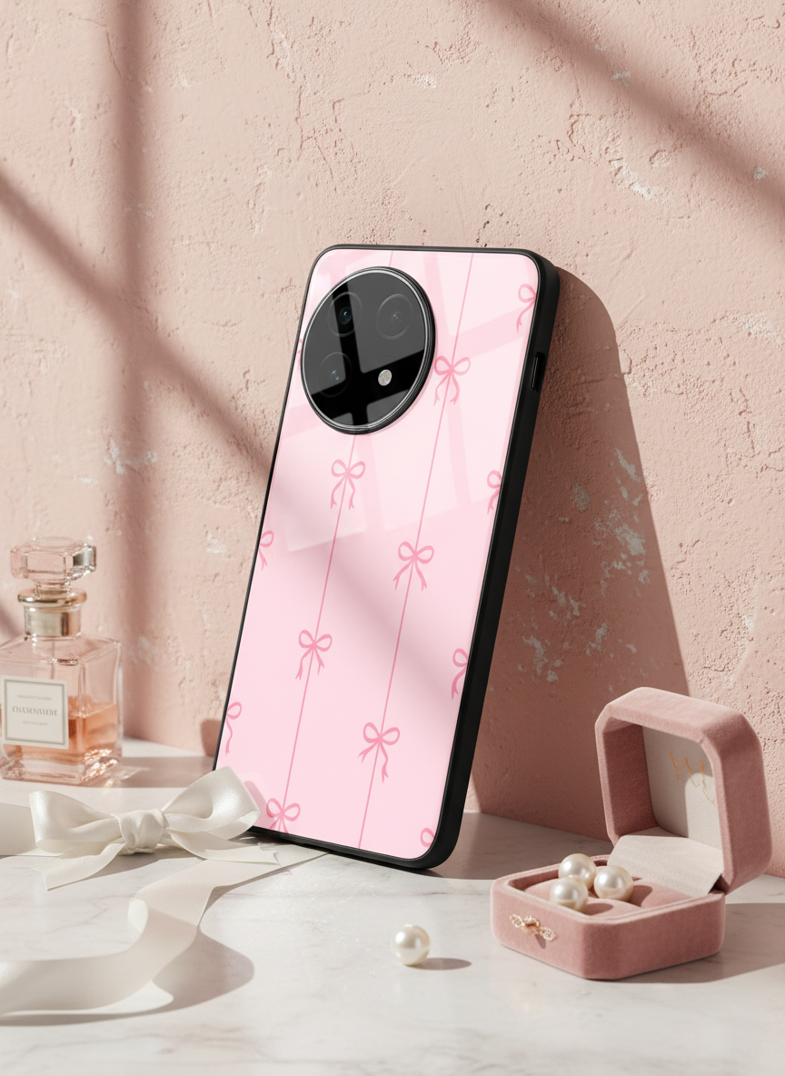 Bows Stripes Premium Glass Back Cover For One Plus 13, 12, 11, 10, Nord Series