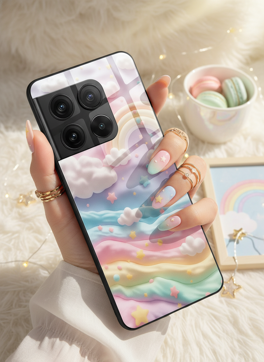 Whimsy Clouds Glass Back Cover For One Plus 13, 12, 11, 10, Nord Series