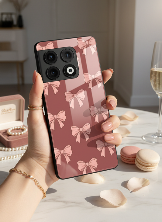 Blush Knots Premium Glass Back Cover For One Plus 13, 12, 11, 10, Nord Series