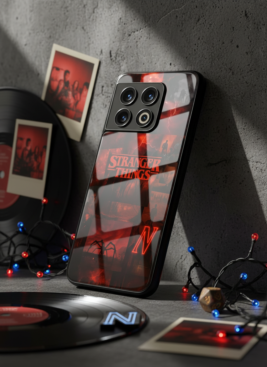 STRANGER THINGS- Red Realm Edit Premium Glass Back Cover For One Plus 13, 12, 11, 10, Nord Series