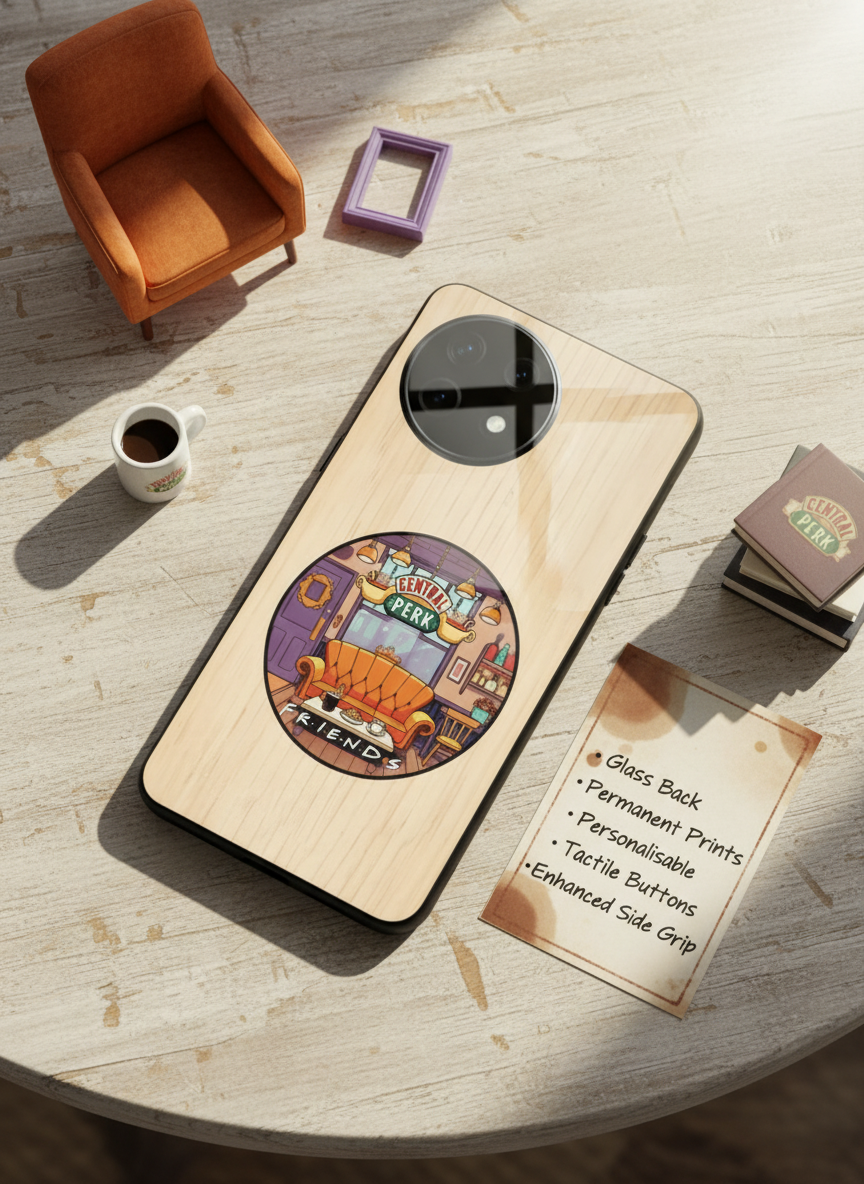 FRIENDS Coffee & Couch Premium Glass Back Cover For One Plus 13, 12, 11, 10, Nord Series