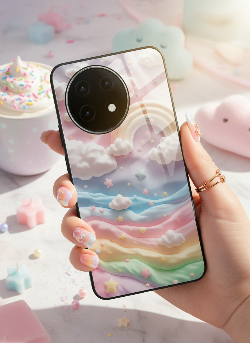 Whimsy Clouds Glass Back Cover For One Plus 13, 12, 11, 10, Nord Series