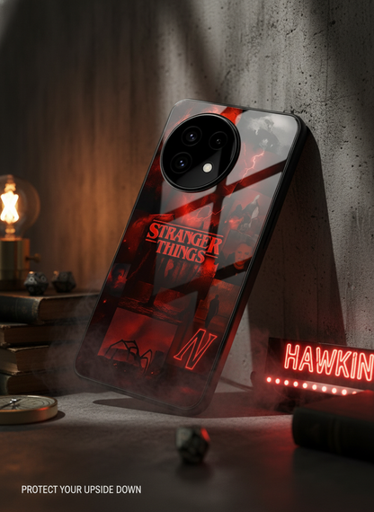STRANGER THINGS- Red Realm Edit Premium Glass Back Cover For One Plus 13, 12, 11, 10, Nord Series