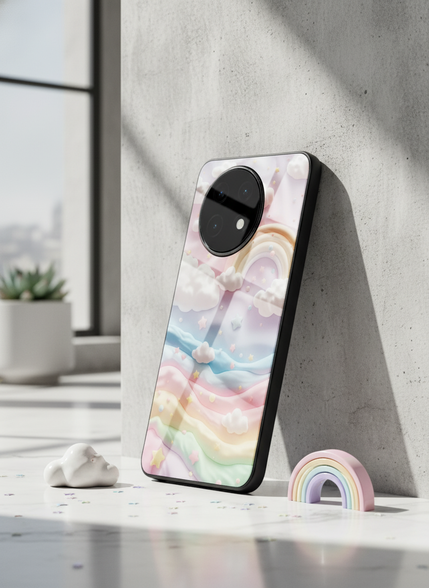 Whimsy Clouds Glass Back Cover For One Plus 13, 12, 11, 10, Nord Series