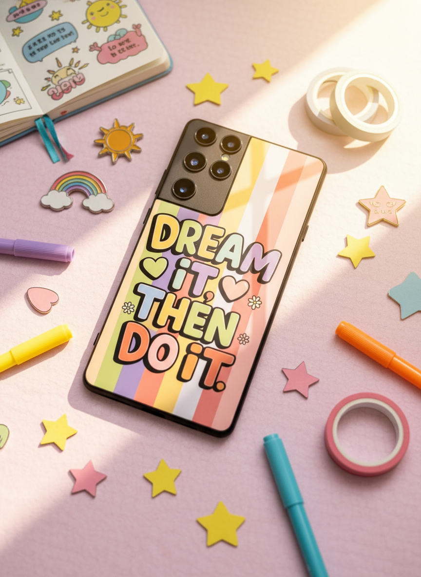 Dream It Do It Premium Glass Back Cover For Galaxy S, A, M & F Series