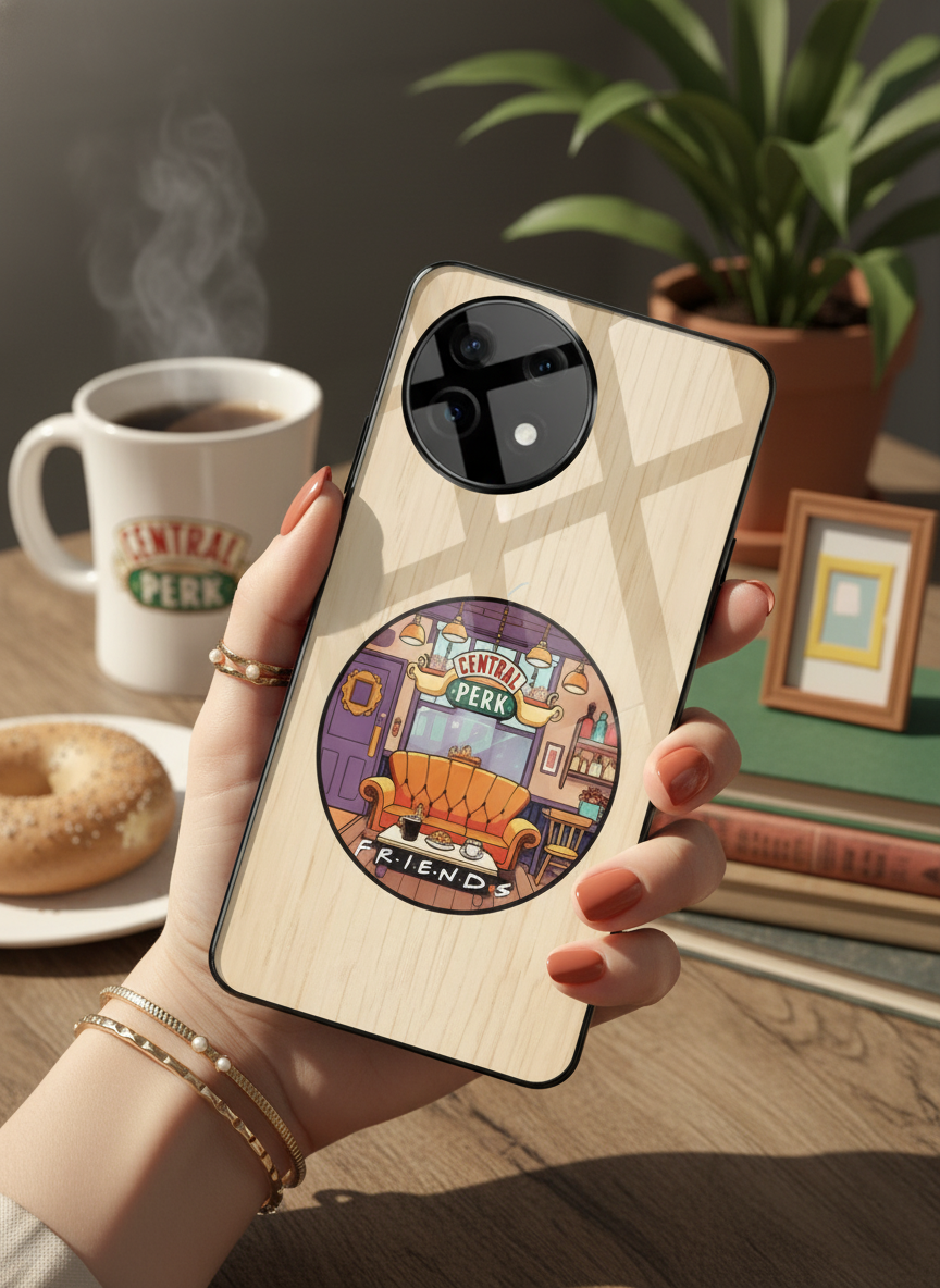 FRIENDS Coffee & Couch Premium Glass Back Cover For One Plus 13, 12, 11, 10, Nord Series