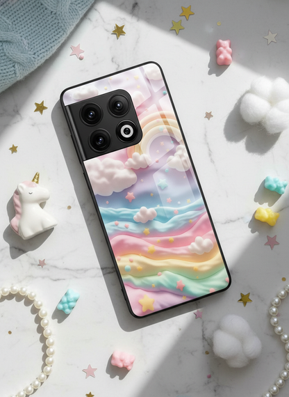 Whimsy Clouds Glass Back Cover For One Plus 13, 12, 11, 10, Nord Series