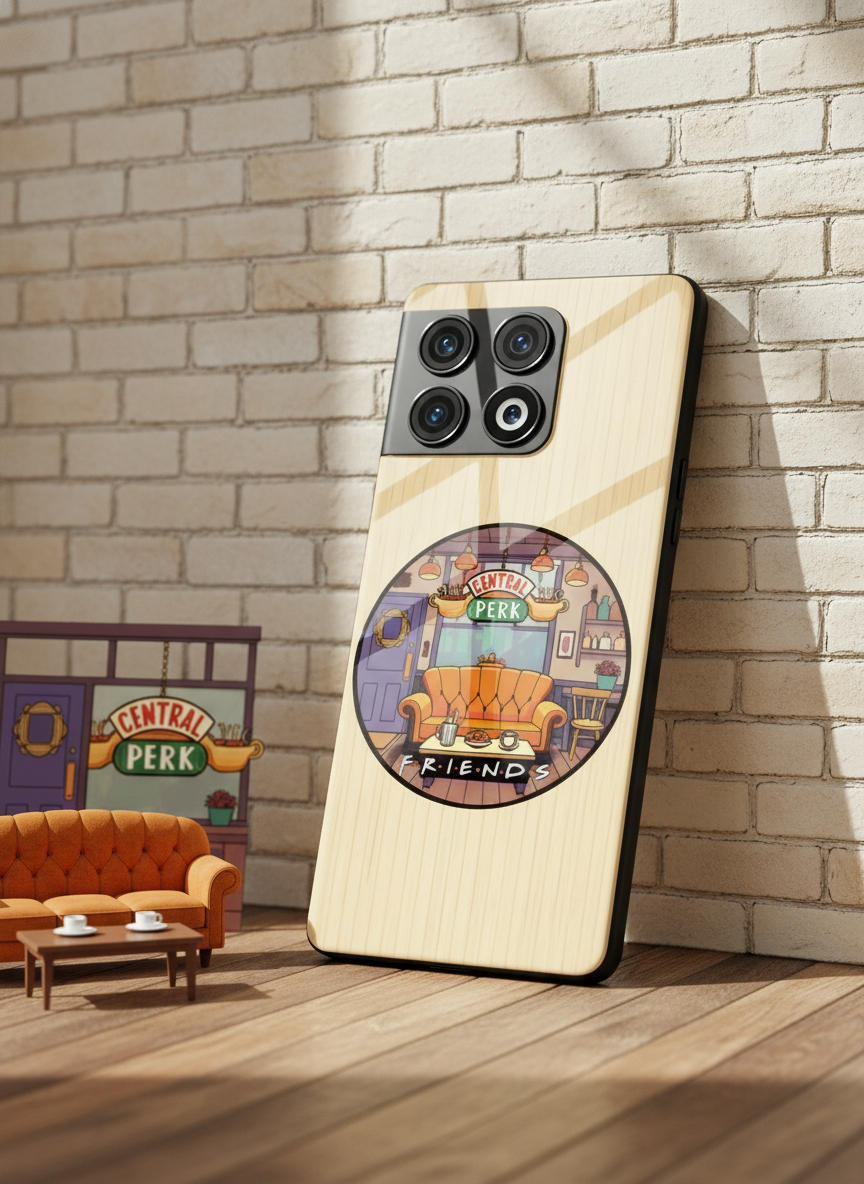 FRIENDS Coffee & Couch Premium Glass Back Cover For One Plus 13, 12, 11, 10, Nord Series