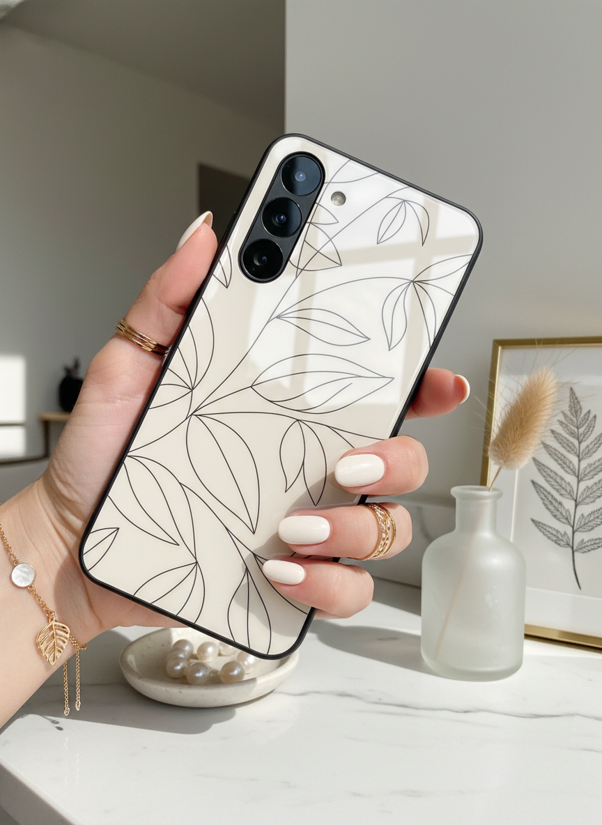 The Petal Sketch Premium Glass Back Cover For Galaxy S, A, M & F Series