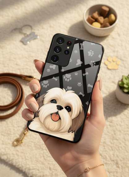 Fluffy Love Premium Glass Back Cover For Galaxy S, A, M & F Series