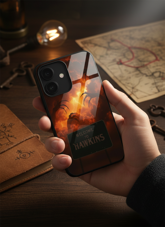 STRANGER THINGS- Inferno Of Hawkins Premium Glass Back Cover For iPhone 11-17 Models