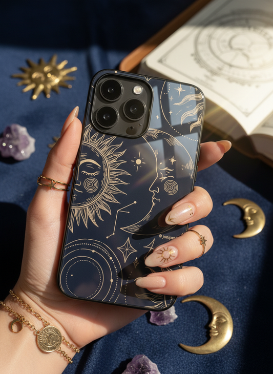 Celestial Dreams Premium Glass Back Cover For iPhone 11-17 Models