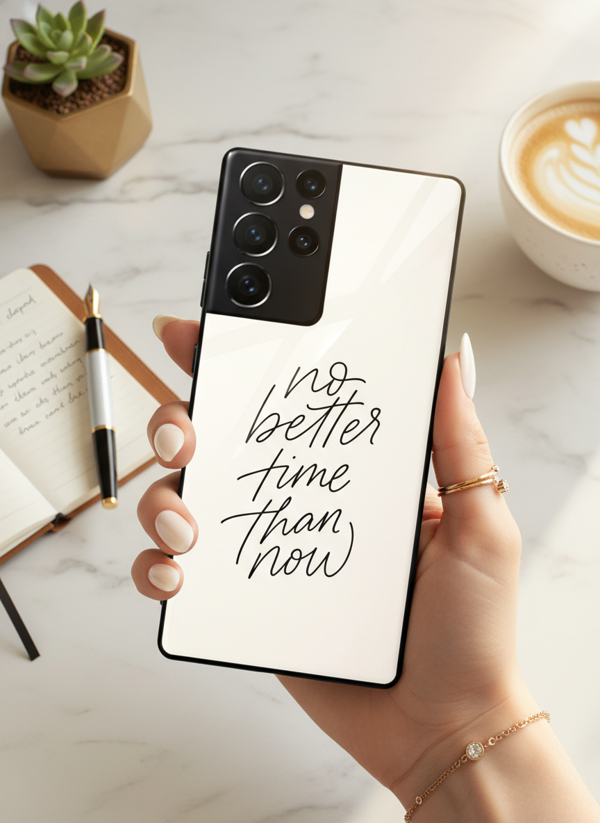 No Better Time Premium Glass Back Cover For Galaxy S, A, M & F Series