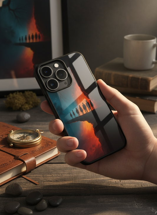 STRANGER THINGS- Parallel Edge Premium Glass Back Cover For iPhone 11-17 Models