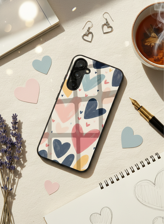 Painted Love Premium Glass Back Cover For Galaxy S, A, M & F Series