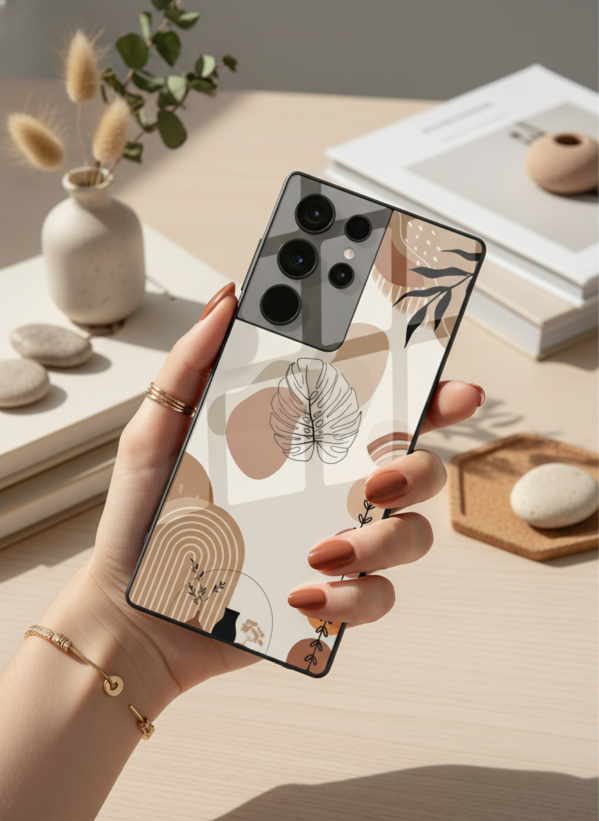 Organic Aura Premium Glass Back Cover For Galaxy S, A, M & F Series