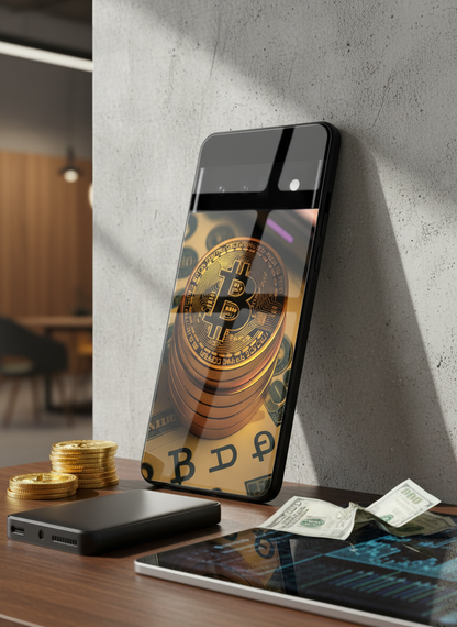 Bitcoin Blaze Premium Glass Back Cover For Google Pixel 7,8,9,10 Series