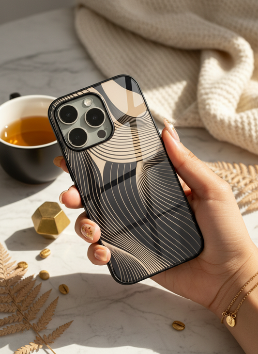 Aesthetic Swirls Premium Glass Back Cover For iPhone 11-17 Models