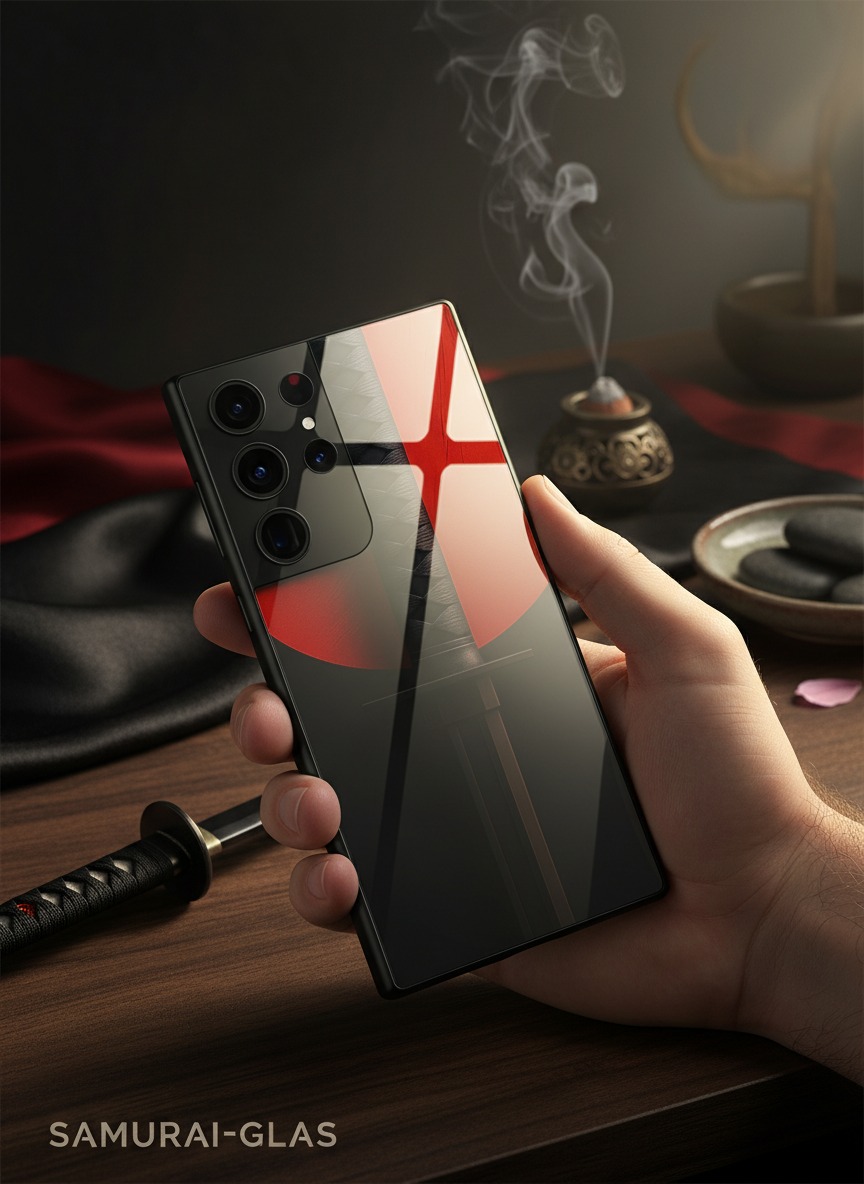 Katana Shot Abstract Premium Glass Back Cover For Galaxy S, A, M & F Series