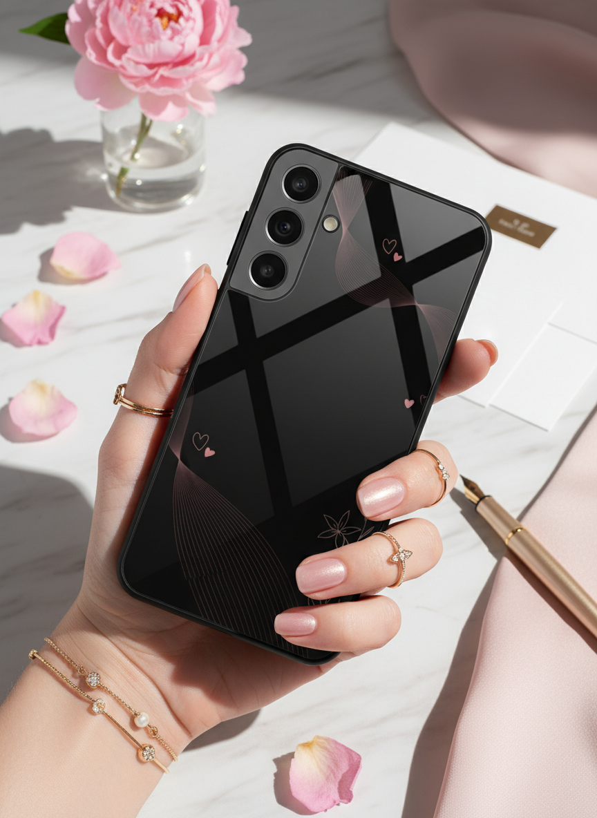 Velvet Bloom Personalised Premium Glass Back Cover For Galaxy S, A, M & F Series