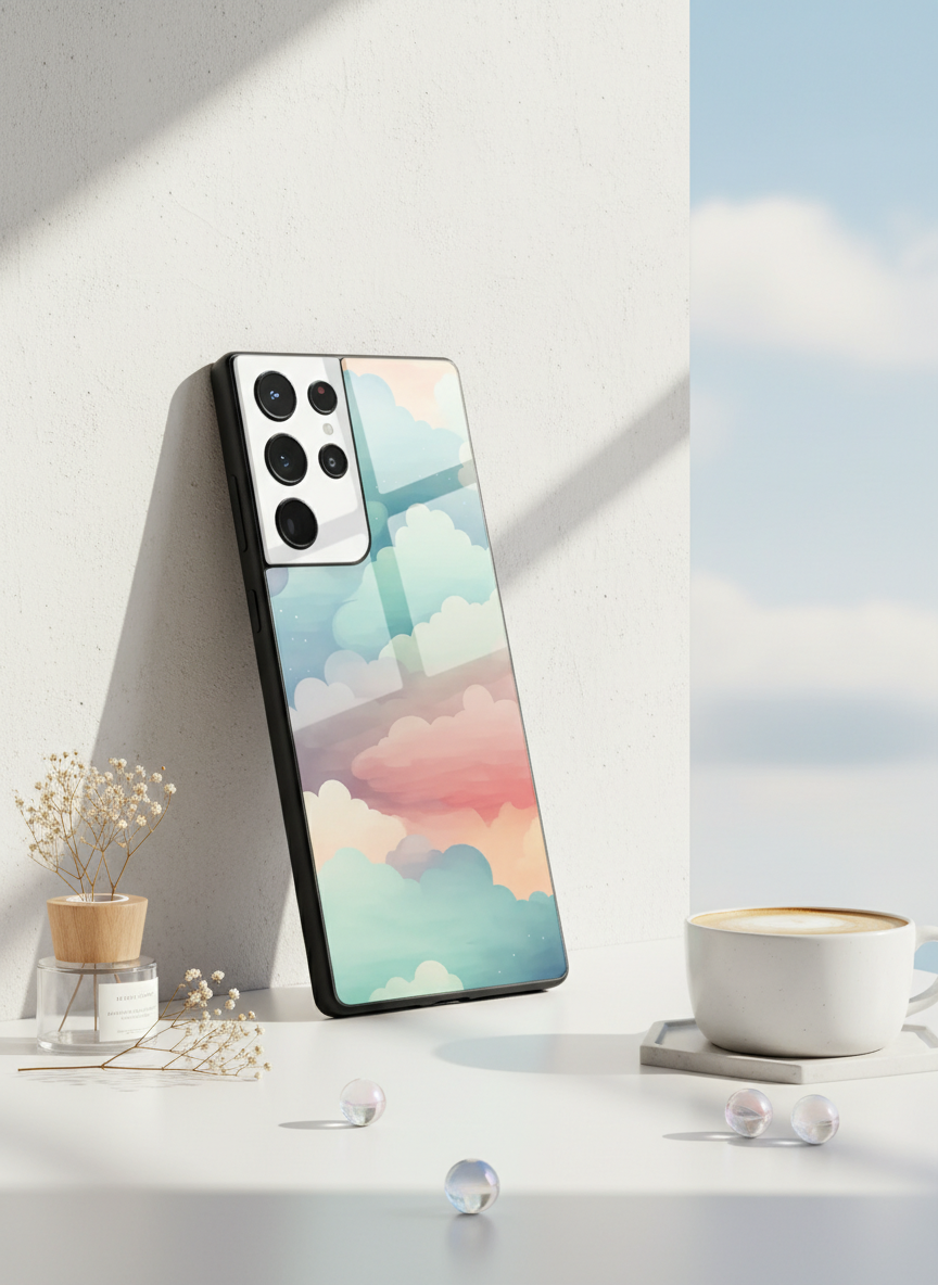 Cloud Of Dreams Premium Glass Back Cover For Galaxy S, A, M & F Series