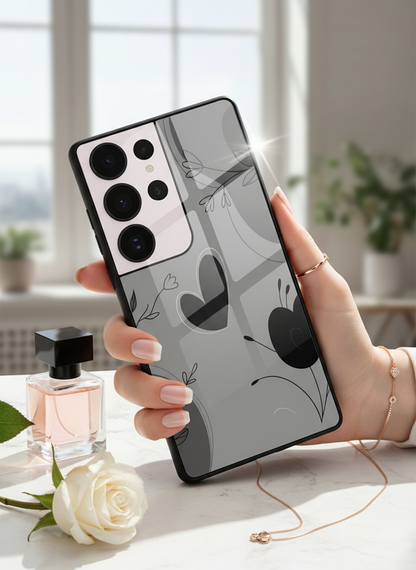 Muted Heart Premium Glass Back Cover For Galaxy S, A, M & F Series