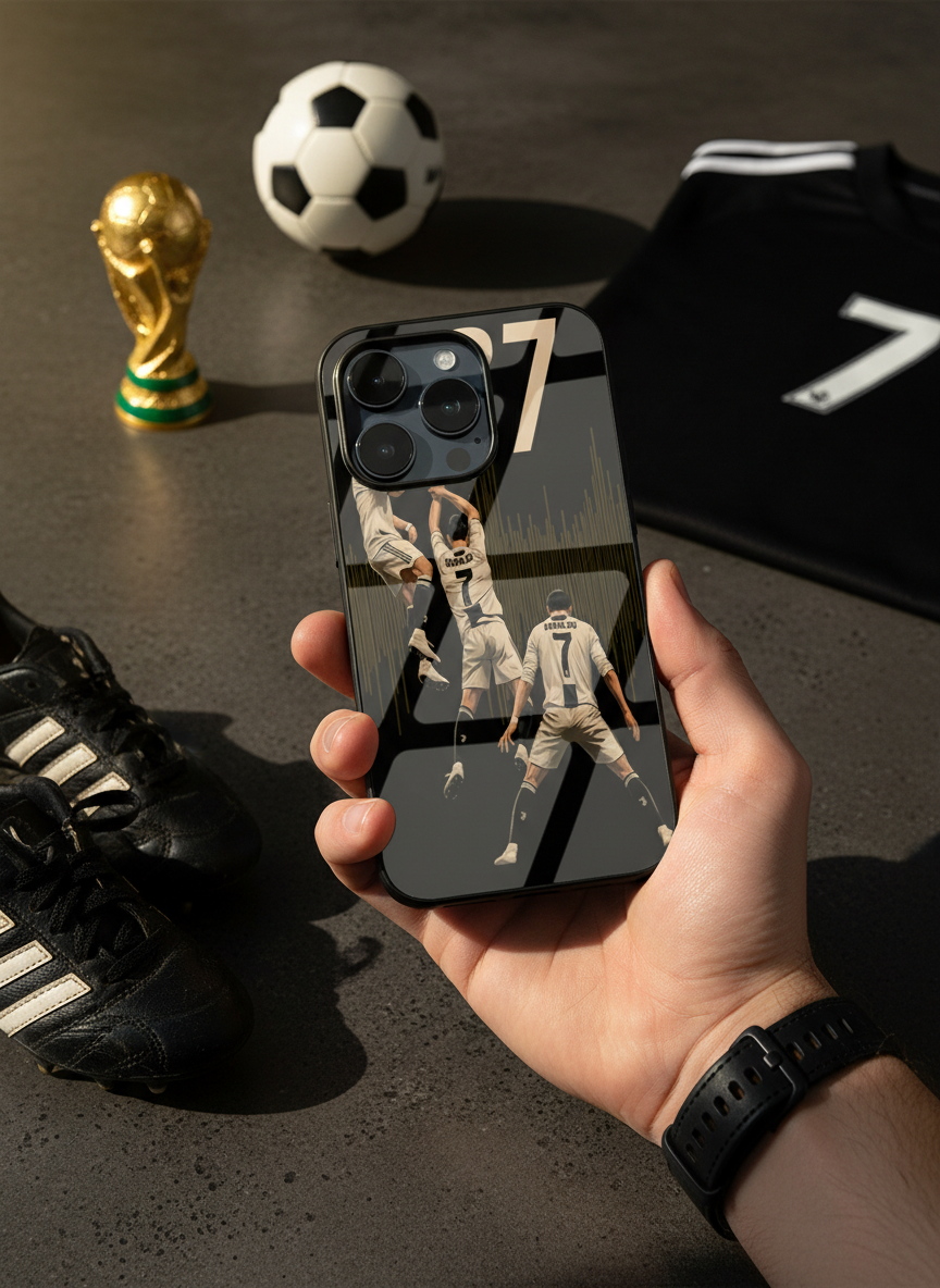 AIR CR7 Premium Glass Back Cover For iPhone 11-17 Models