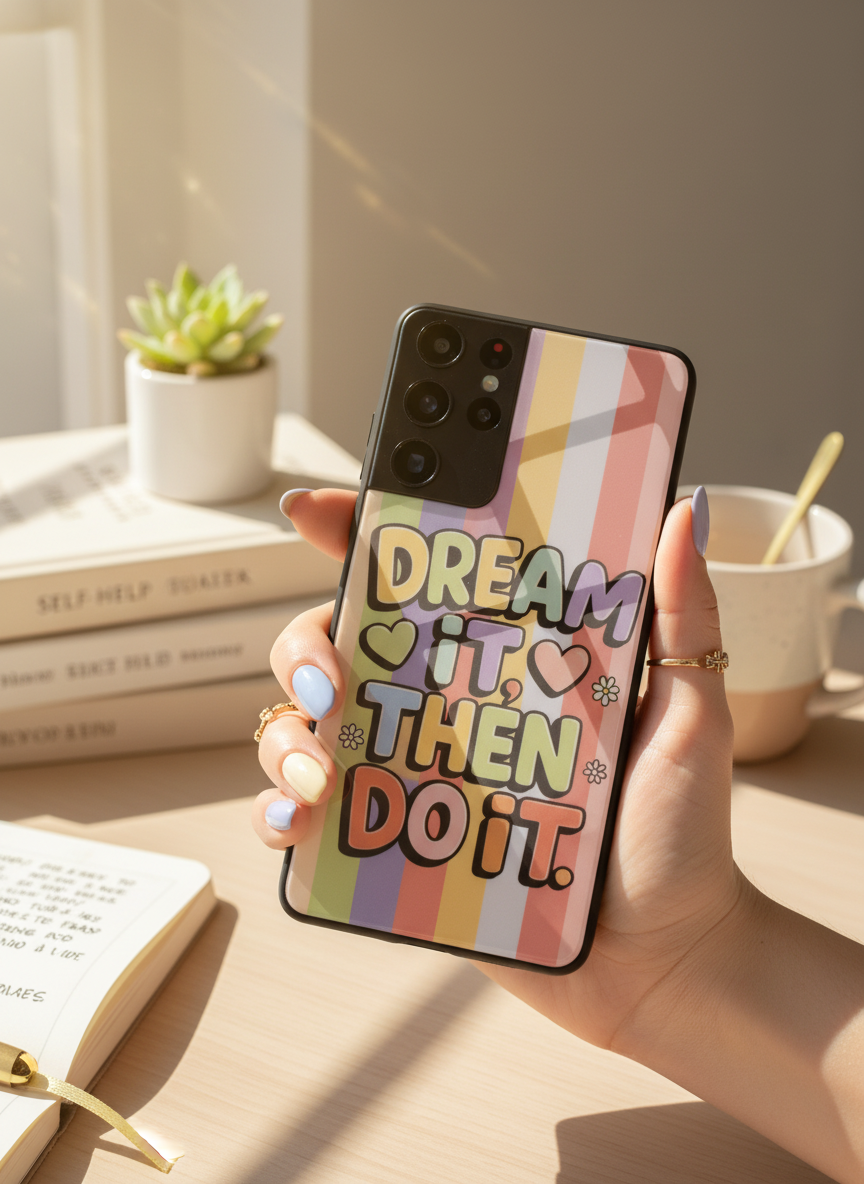 Dream It Do It Premium Glass Back Cover For Galaxy S, A, M & F Series