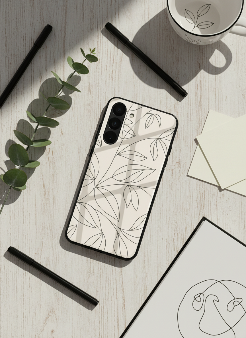 The Petal Sketch Premium Glass Back Cover For Galaxy S, A, M & F Series