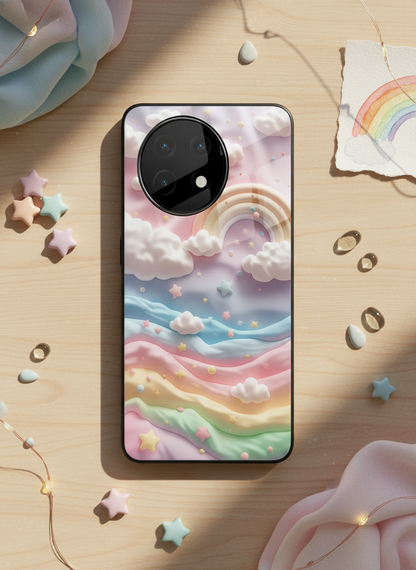 Whimsy Clouds Glass Back Cover For One Plus 13, 12, 11, 10, Nord Series