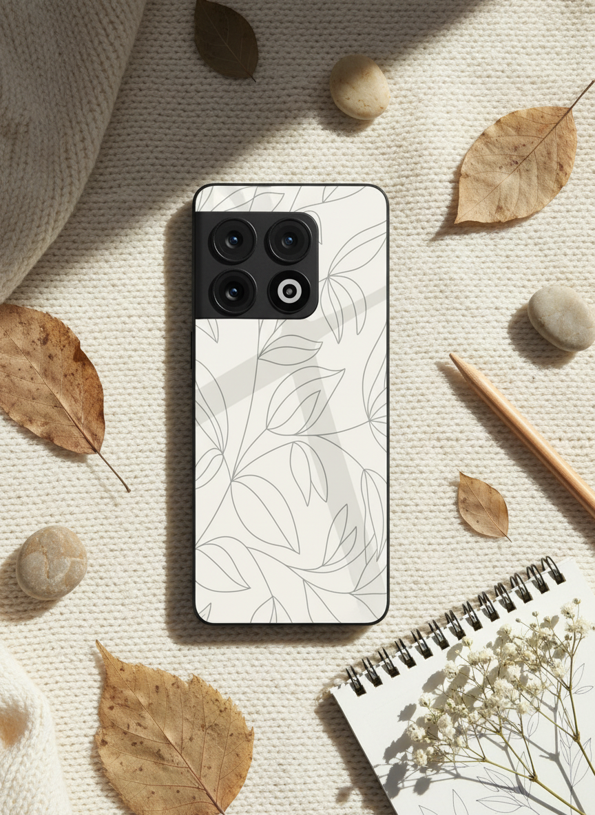 The Petal Sketch Premium Glass Back Cover For One Plus 13, 12, 11, 10, Nord Series