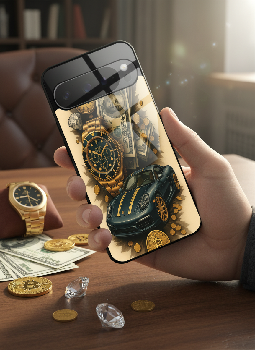 Crypto King Premium Glass Back Cover For Google Pixel 7,8,9,10 Series