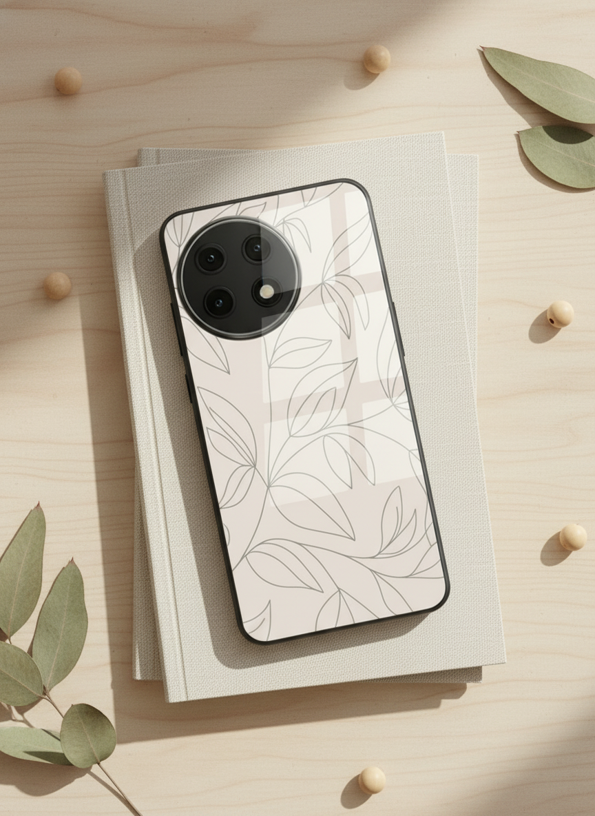 The Petal Sketch Premium Glass Back Cover For One Plus 13, 12, 11, 10, Nord Series