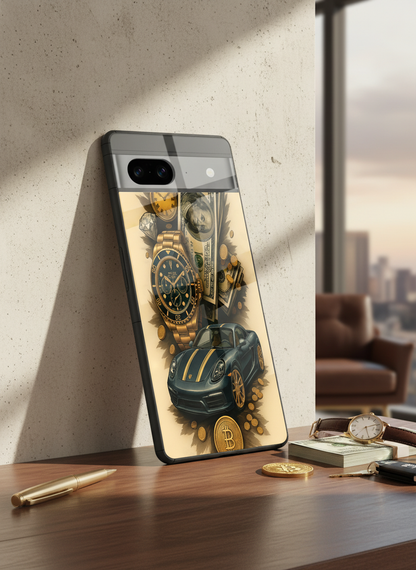 Crypto King Premium Glass Back Cover For Google Pixel 7,8,9,10 Series