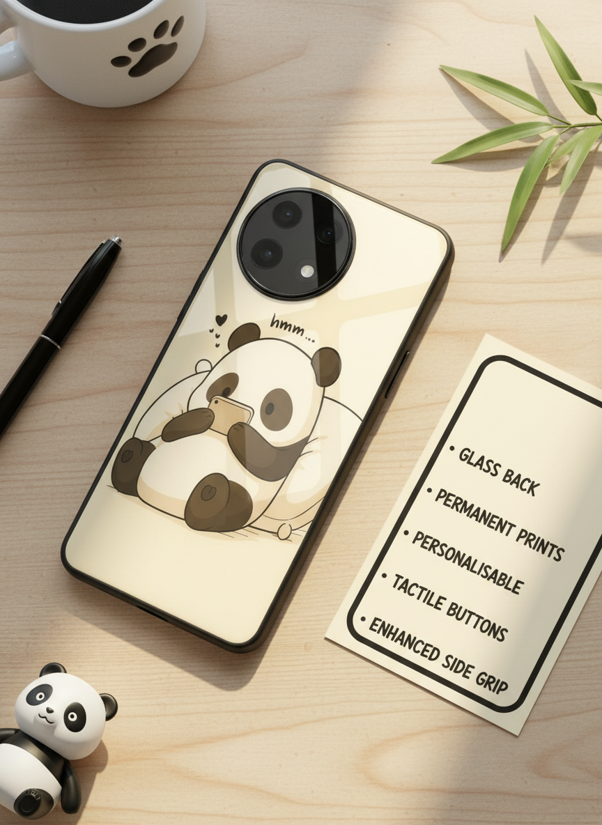 HMM Panda Glass Back Cover For One Plus 13, 12, 11, 10, Nord Series