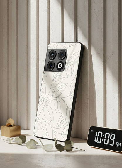 The Petal Sketch Premium Glass Back Cover For One Plus 13, 12, 11, 10, Nord Series