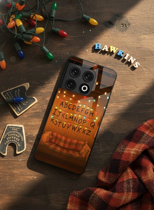 STRANGER THINGS- The Alphabet Wall Art Premium Glass Back Cover For One Plus 13, 12, 11, 10, Nord Series